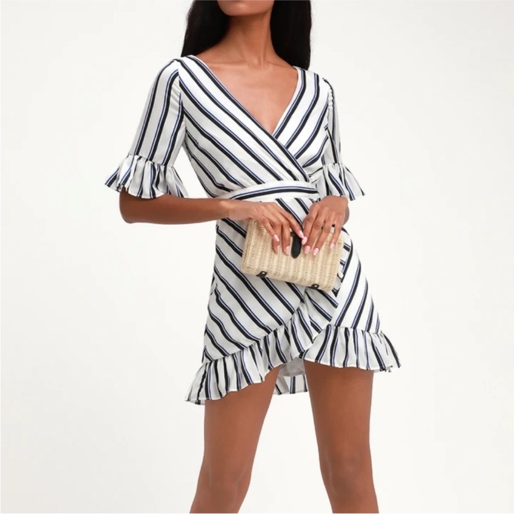 BB Dakota by Steve Madden Navy Visual Pursuit Striped Dress